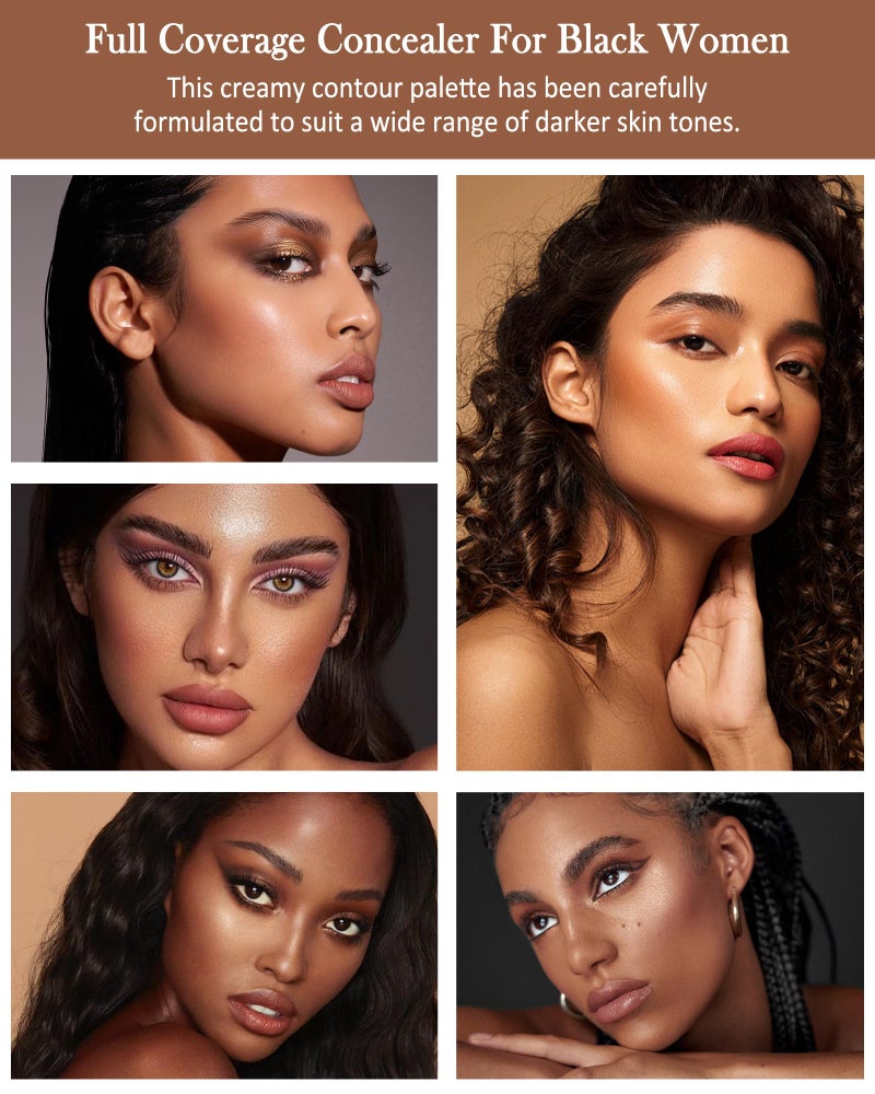 Lestpola Cream Contour Palette Makeup, Long Lasting Full Coverage Concealer for Black Women, Contouring Foundation, Sculpt & Highlighting, Blendable Bronzer Concealer for Correct Dark Circles, Blemish, 0.84 oz - Image 3